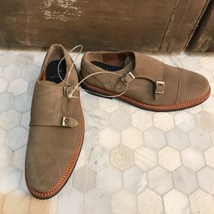 Hardy Amies Men’s monk oxford taupe suede Size 10